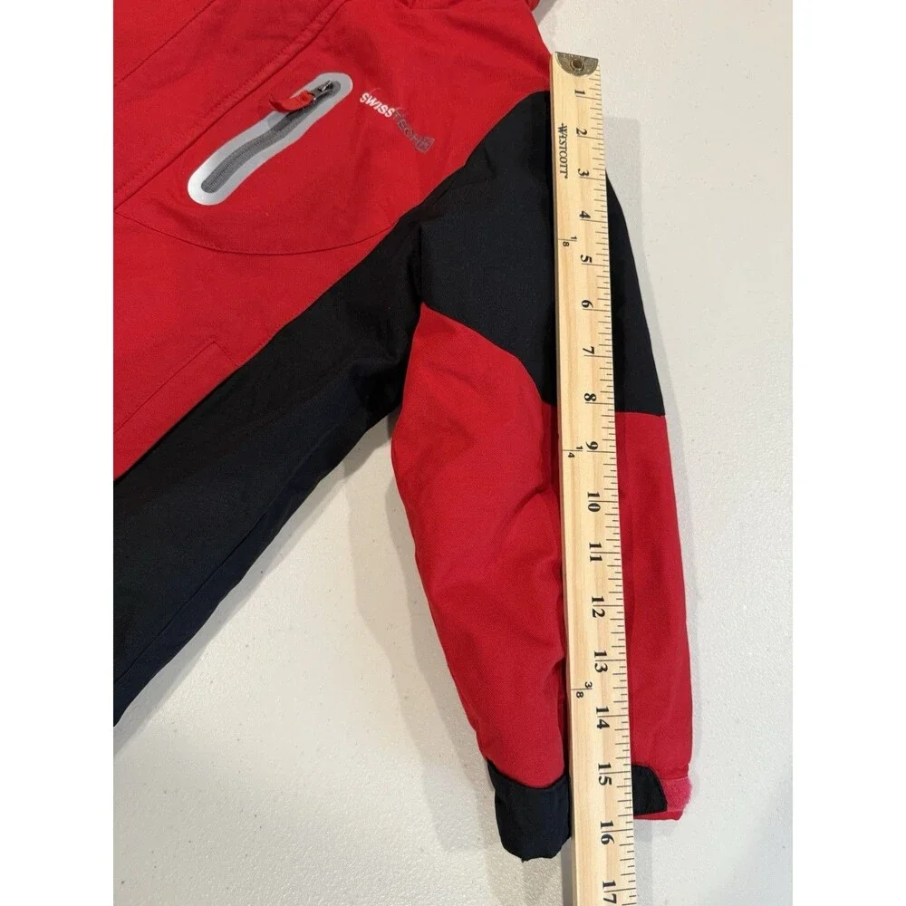 Swiss Tech Kids Double Zipper Jacket XS 4-5 Fleece Lined Pockets Hooded Ski Snow